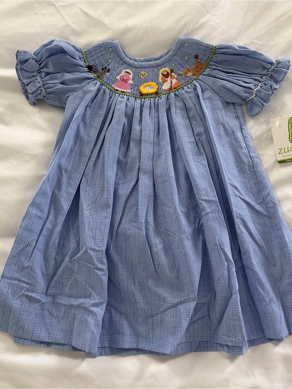 Zucchini Nativity Scene Christmas smocked toddler dress